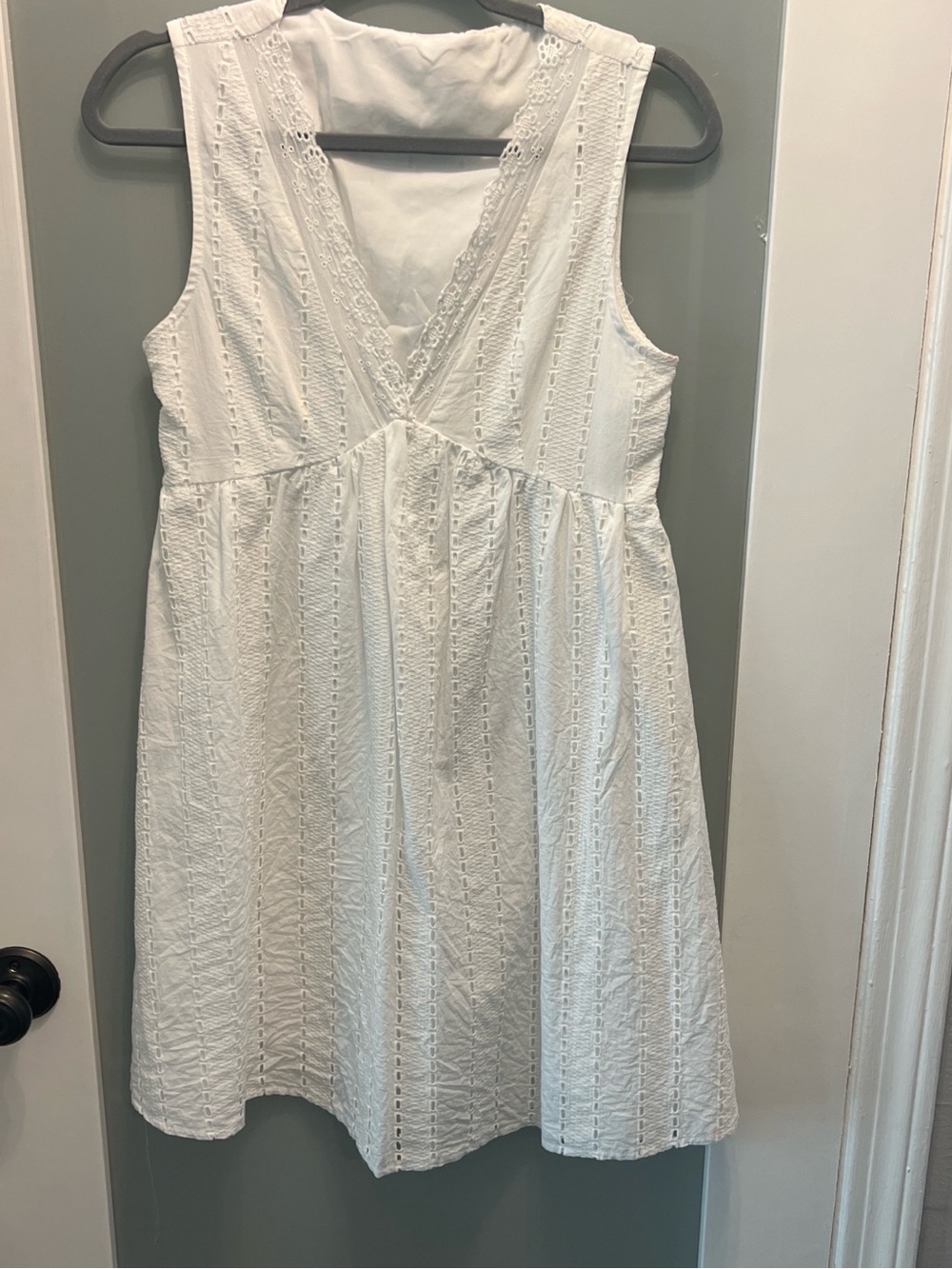 Cupshe White Eyelet V-Neck Mini Dress